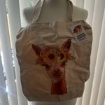 Hippie Hound Studios Sunflower Llama Bag Tote 15" X 14" Artist Lee Keller USA Tan Photo 0