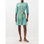 SALONI Tyra Printed Silk Shirt Dress Blue Multi Womens Size 10 Green Photo 1