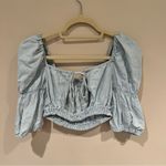 ZARA  Off the Shoulder Light Blue Crop Top | S Photo 4
