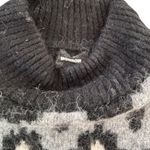 MONROW Mock Neck Fair Isle Pullover Sweater Black White Gray Wool Alpaca Blend S Photo 4