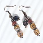 Boutique Artisan Crafted Beaded Copper Dangle Earrings Boho Bohemian Music Festival NWT Photo 1