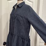 easel  corduroy ruffle button down tunic dress Photo 6