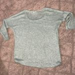 Charming Charlie Subtle sparkle ice mint blue lightweight knit crochet half sleeve scoop neck top Photo 4