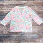 Lilly Pulitzer White Pink Amelia Island Getting Steamy Crabs Notch V Tunic XL Photo 5