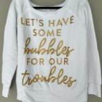 Bella Canvas Champagne themed White Sweatshirt with Gold Text Photo 0