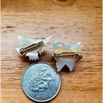 Carved Butterfly And Hawk Mother Of Pearl Brooch Pin Vintage Set Of Two White Photo 4