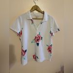 Croft & Barrow White Pink Rose Print Button Neck Polo Shirt size XL Photo 15