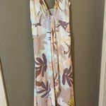 Cupshe Liliana Leafy Plunge Unique Hem Maxi Slip Dress Pastel Floral NWT Photo 0