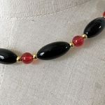 Black orange and gold tone vintage beaded necklace Photo 1