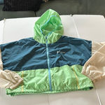 Cotopaxi  Women's Green and Blue Windbreaker Raincoat M Zip up Hooded Photo 0
