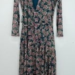 AFRM Floral Print Maxi Dress Long Sleeve Wrap Medium Boho Sheer Wedding Guest Green Photo 0