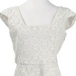Alya  Crochet White Cap Sleeves Scalloped Hem Size Large Dress Photo 3