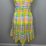 Celina Moon Pastel Plaid Mini Dress Women Large Smocked Sundress Summer Beachy Yellow Photo 7