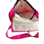 St. Thomas Pink Woven Crossbody Bag Embroidered Fish Design & Fringe Accents Photo 5