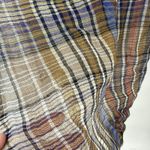 Echo Multicolor Wool Plaid Long Square Scarf Lightweight Designer Preppy Blue Photo 6