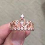 Rose Gold Austrian Crystal Princess Crown Ring Photo 3