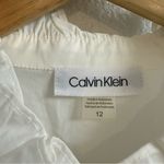 Calvin Klein  High Low Shirt Dress Size 12 BNWT Tiered Ruffle Belted White Bridal Photo 4