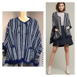 Anthropologie Sleeping On Snow Poncho Sweater With Pockets Fringe Hem Photo 1