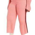Eloquii Pink Ribbed Side Striped Crop Wide Leg Sweater Pants Size 26/28 Photo 0