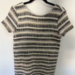ZARA  Low Back Cream Black Striped Tweed Shift Tunic
Mini Dress Fringe Detail XS Photo 4
