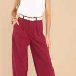 Red Dress Boutique NWT  Courderoy Pants High Waisted Wide Leg Maroon Size Medium Photo 0