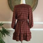 Fall plaid collared flowy mini dress Brown Photo 2