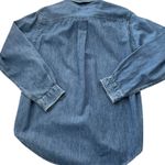 Lands' End Vintage 90s Christmas Americana Embroidered Patchwork Denim Shirt M Photo 1