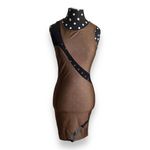 Forever 21  Womens Dress Sz S Bronze‎ Black Shiny Sheer Insets Formal HoCo Photo 1