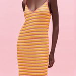 ZARA Striped Jacquard Crochet Midi Dress Photo 0