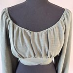 Altar'd State  Olive Green Long Sleeve Crop Top Medium New Photo 3