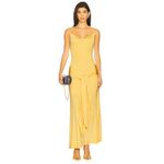 Anna October Selena Gown in Yellow Medium New Womens Jersey Tie Maxi Dress Photo 9