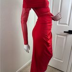 Unbranded Mesh Ruched Maxi Dress See Threw Off Shoulder Long Sleeve Size M. B12 Red Size M Photo 9