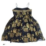 Cache VTG Y2K 90s ‎ BLK Gold Silk Babydoll Cocktail Dress Beaded WhimsyGoth XS-2 Photo 10