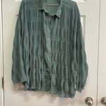 Missguided Oversized Shirt Dress Crinkle Texture‎ Sheer Sage Green US 6 Photo 4