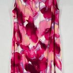 Biancoghiaccio Floral Print Lightweight Flowy Pleated Tie Boatneck‎ Shift Dress Pink Size M Photo 0