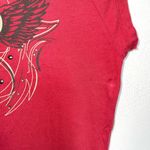 Harley Davidson 100% Cotton Red Ruched V-neck Fitted Graphic Tee Photo 6