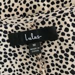 Lulus  Beige Black Polka Dot Blouse Long Sleeve Deep V Neck Lightweight Top M Photo 4