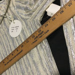 Luxxel ‎ Ivory Silver Metallic Knit Mock Neck Bell Sleeve Bodysuit Medium new Photo 6