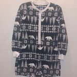 Old Navy Pajama Romper Womens Small Gray Fair Isle Bear Fleece Soft Henley Photo 0