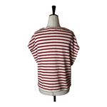 ZARA  Shirt Women Medium Red White Striped Knit Button‎ Shoulder Top Coastal Photo 1