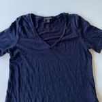 Banana Republic Short Sleeve Foil Linen Vee Tee Navy Blue Size Small Photo 2