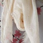 Gap NWT  Women's Off White Cream Silver Sequin Scarf One Size 37X40" Photo 0