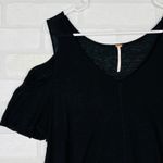 Free People  Black Cold Shoulder V Neck Tunic Top Shirt XS Photo 2