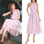 Kate Spade Size 14 Gingham Organza Halter Dress Lilac Zip Cotton Silk Fit Flare Photo 7