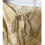 Yellow Plaid Cropped Top Puff Elastic Sleeve Elastic Back Size Large Photo 3