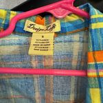 Vintage plaid shirt short sleeve belted shirt. Size Small. Orange Photo 2