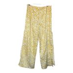 Lulus  Widely Chic Yellow Animal Print Satin Wide Leg Side Slit Pants Size L Photo 3