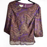 Talbots Vintage-Inspired Paisley Blouse Petite 14 Dark Academia Book Club Mood Photo 0
