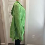 Quacker Factory Quaker Factory  3X Lime Green Open-Knit Zip Cardigan Sweater Jacket Sequins Hood Photo 2