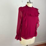 Rachel Parcell  Maroon Ruffle Blouse NWT XS Photo 1
